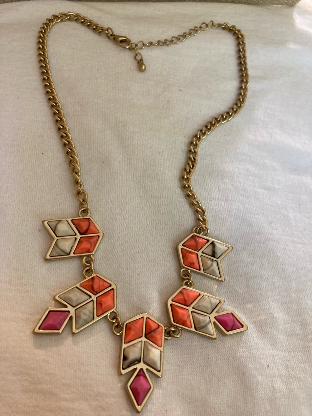 Peach and Pink Bib Necklace